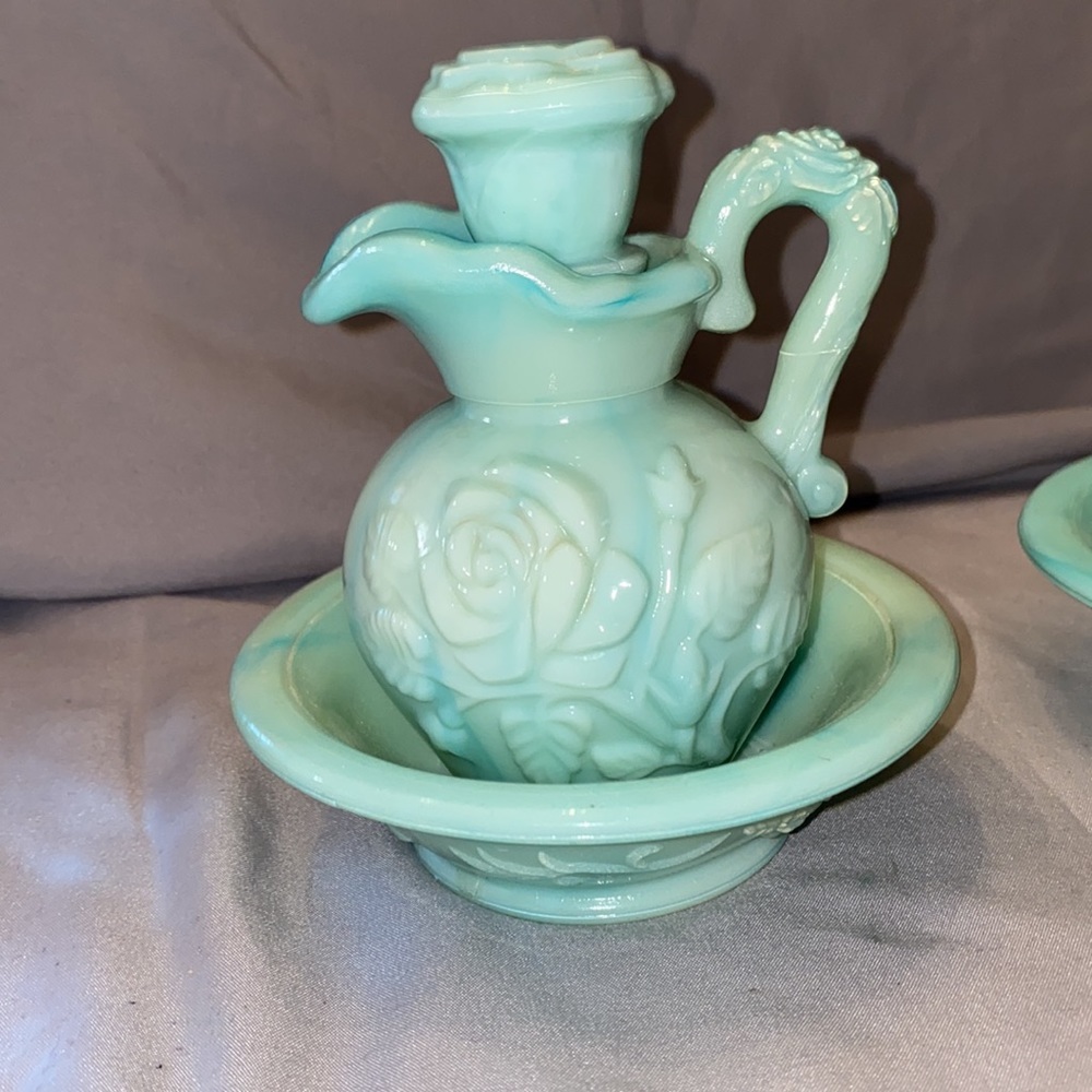 Bx47 Vintage 3 1970s Avon Bowl and Pitcher Moonwind Foaming Bath Oil Bottle - Picture 2 of 8